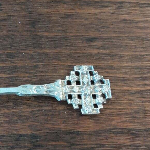Jerusalem Silver Decorative Souvenir Jam Spoon with Jerusalem Cross Design - Picture 2 of 10